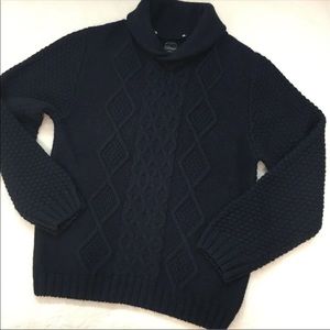 Navy Cable Knit Turtleneck Sweater
